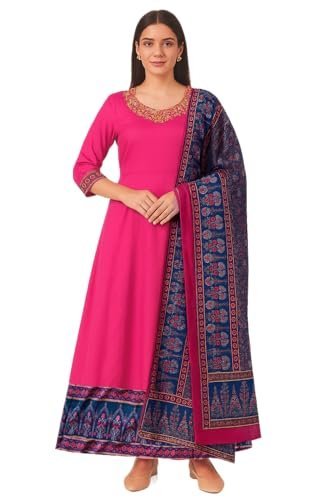 Elegant Chiffon Pink Gown for Women | Floor Length Flowy Evening Dress | Stylish Gown with Half Sleeve (in, Alpha, XL, Standard, Pink)