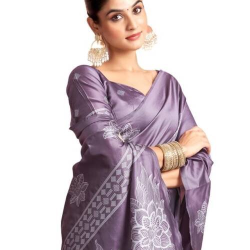 Women's Kanjivaram Soft Silk Saree Pure Silk Saree with Unstitched blouse Piece (3882S198A_Dusty Purple)