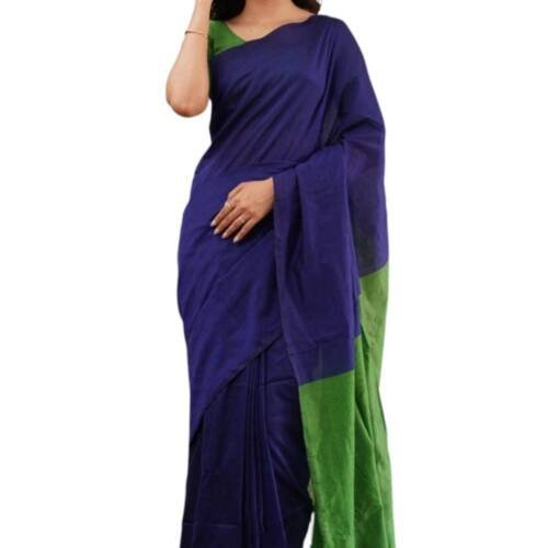 Women's Original handmade Type Slub Weaving linen cotton kanchipuram Kanjivaram Base Saree With Blouse Piece for Wedding (color-1.6)