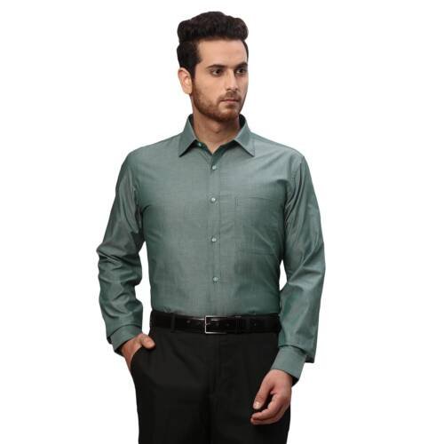 Men's Solid Slim Fit Shirt (RMSX12120-N4_Medium Green 42)