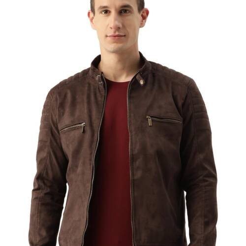 Coffee-Colored Suede Standard Length Jacket For Men's (Me) Bronze Coffee Medium