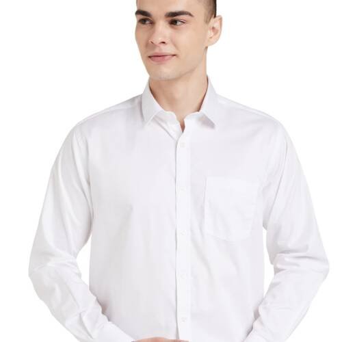 Men's Solid Regular Formal Shirt (SS20-SYM-FS-01_EPP-1A_White3 42)