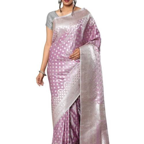 Banarasi Katan Golden Zari Weaving Silk Saree(Liliac)