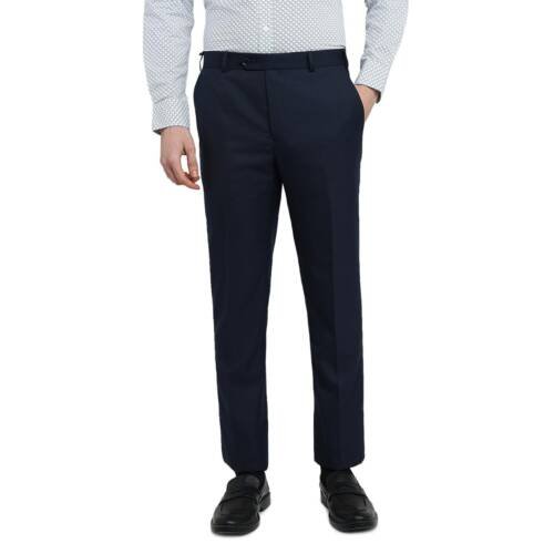 Men Contemporary Fit Shark Skin Pattern Poly Wool Blend Flat Front Formal Trouser