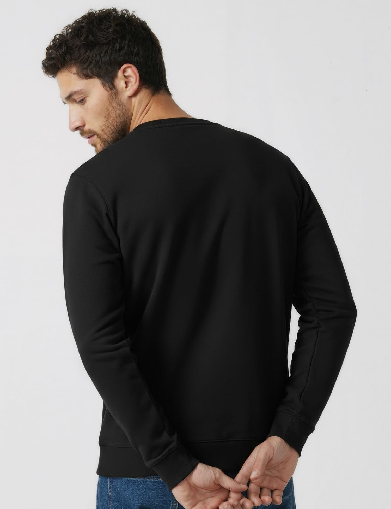 Premium Microfiber Blend Sweatshirt, Fleece Lined Sweatshirts for Men, No-Fade Colours Winter Wear for Men, Ideal for 10-15 Degrees C-Eclipse Black-M - Image 4