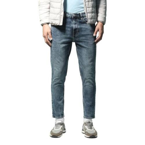 Blue Mens Cropped Fit Jeans