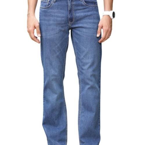Men's Mid-Rise Clean Look Boot Cut Jeans (TSJ217_Mid Indigo)