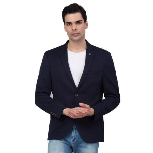 Self Design Navy Blue Full Sleeves Notch Lapel Casual Blazer for Men | Casual Blazer for Men | Men Blazer for Casual (MBZC00069_Navy_38)