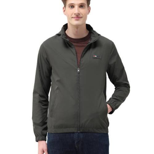 Mens Transitional Jacket With Conceled Hood Full Sleeve Jackets (USJCKS030_DK-OLIVE)