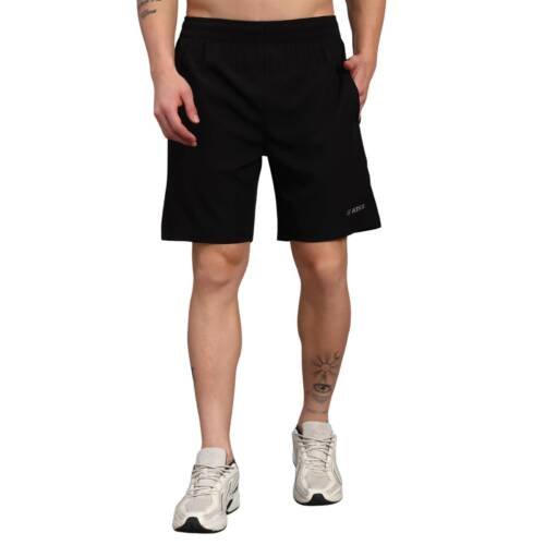 Polyester Shorts for Men - Quick Dry Lightweight with Zipper Pockets - Gym, Running, Jogging, Training Half Pants for Basketball, Swimming, Badminton, Outdoor & Home Wear, Simply Black, XL