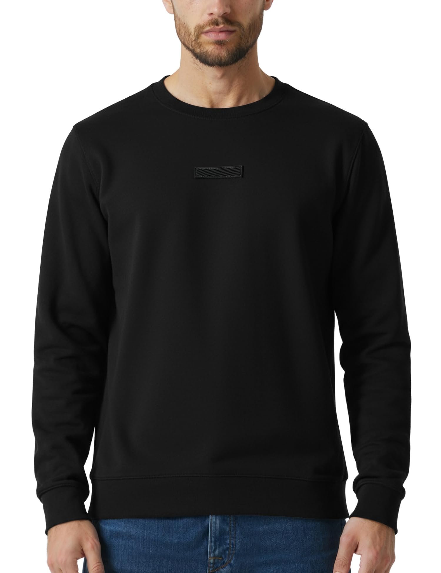 Premium Microfiber Blend Sweatshirt, Fleece Lined Sweatshirts for Men, No-Fade Colours Winter Wear for Men, Ideal for 10-15 Degrees C-Eclipse Black-M