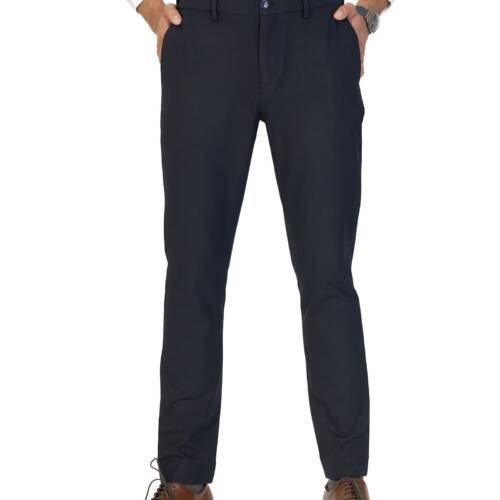 Men Mid Rise Slim Fit PV Stretchable Formal Pants (Navy-32)