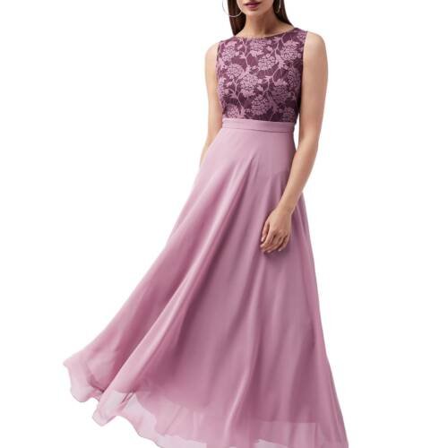 Women's Lavender Round Neck Sleeveless Solid Lace Overlaid Maxi Dress (MCAW19D08-57-196-06,Lavender,XL)