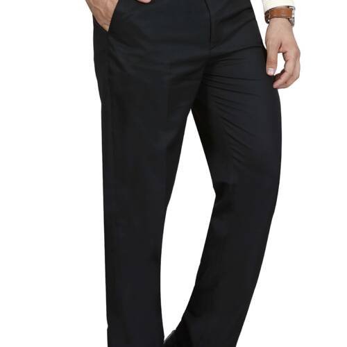 Men's Solid Formal Regular Fit Polyviscose Black Trousers(Black4001-36_Color:Black_Size:36) | Rise Style: Mid Rise