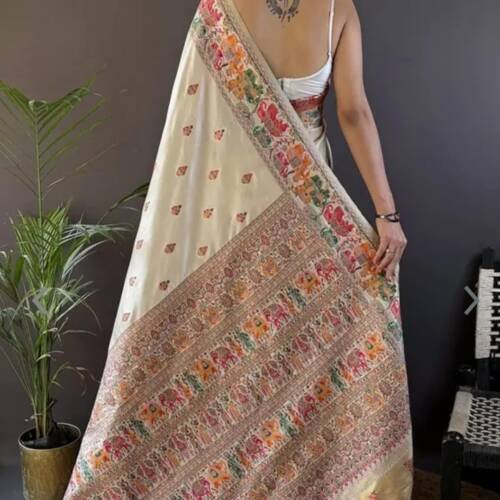 Women's Kanchivaram Kanchi Pattu Kanjivaram Pure Cotton Original Pashmina Silk Handwiving Sarees With Blouses Piecs For Wedding