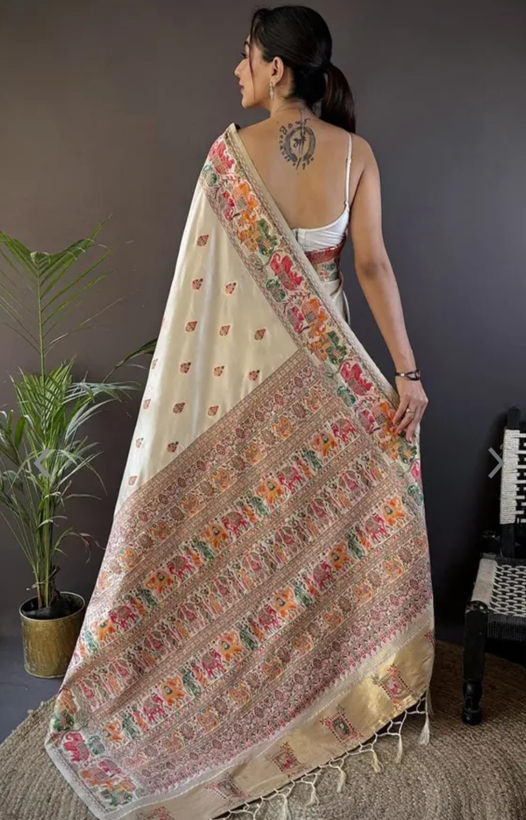 Women's Kanchivaram Kanchi Pattu Kanjivaram Pure Cotton Original Pashmina Silk Handwiving Sarees With Blouses Piecs For Wedding