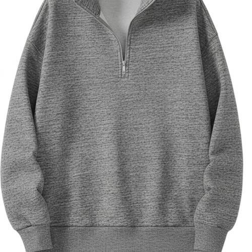 Men’s Fleece Half-Zip Melange Color High Neck Sweatshirt | Warm & Stylish Winter Wear -M4593
