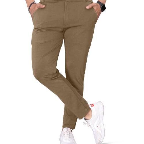 Men's High Rise Stretchable Formal Pant Trousers | Stylish Slim Fit Wear Trousers For Office Or Party | Polycotton Knitted Fabric (Numeric, 36, Khaki)