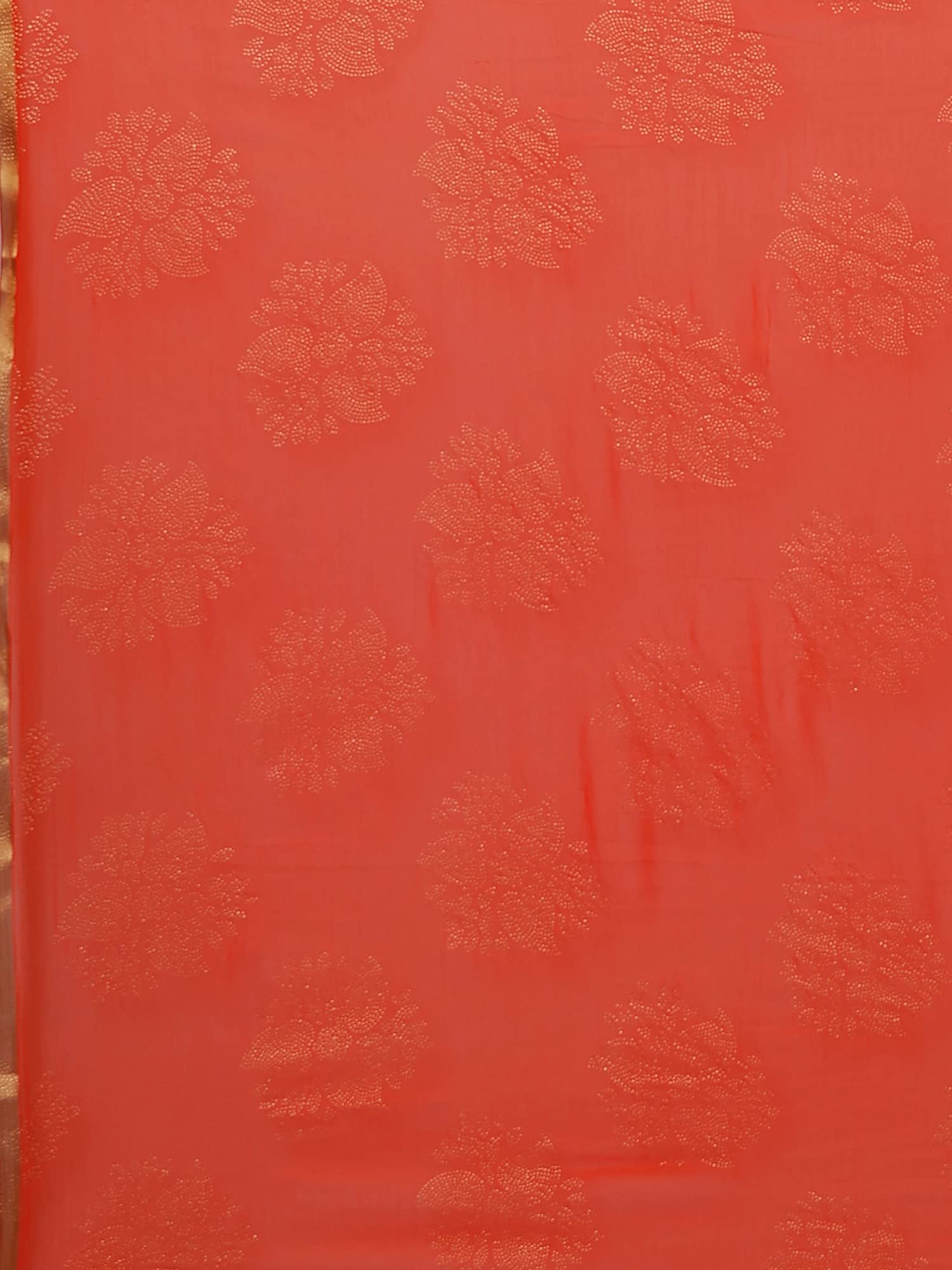 Women's Floral Chiffon Embellished Zari Border Saree With Unstitched Blouse Piece (Pink_DOLY2604_WBG) - Image 7