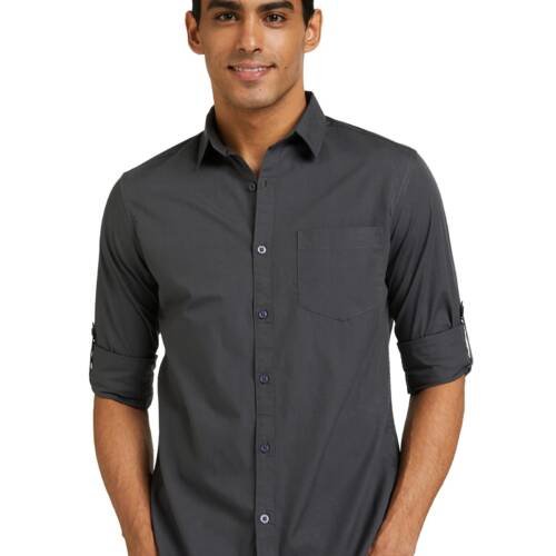 Symbol Men's Solid Regular Casual Shirt (AZ-SY-RR-12A-05_Grey X-Large)