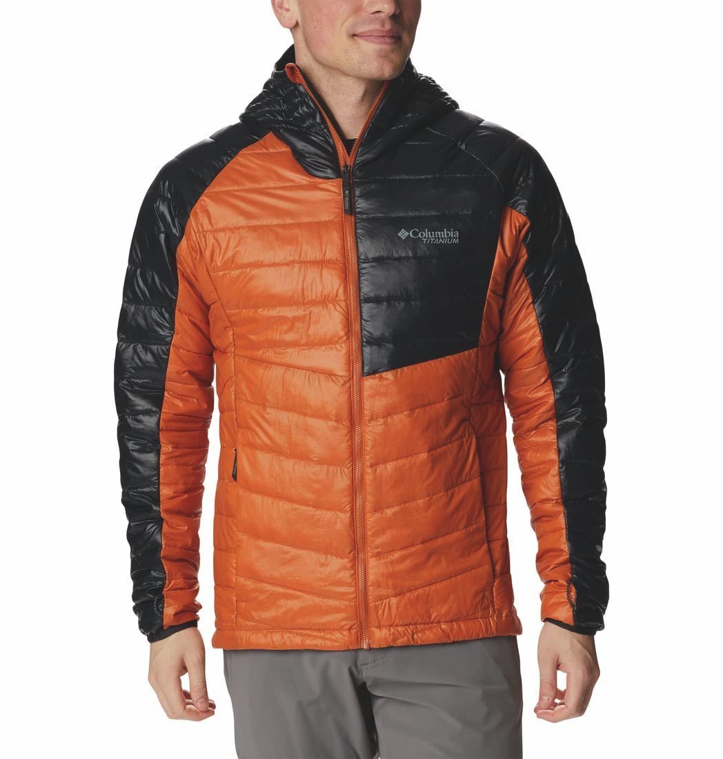 Men Platinum Peak Hooded Nylon Polyester Jacket (WO2808-858-Large_Warm Copper, Black)