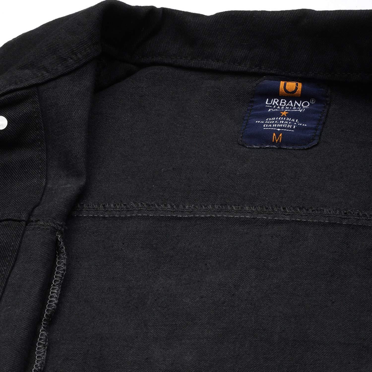 Men's Black Solid Regular Fit Washed Full Sleeve Denim Jacket (jakt-denim-black) - Image 7