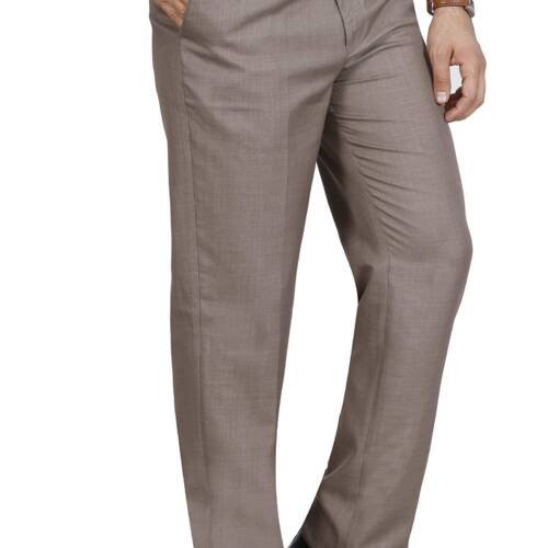 Men's Mid Rise Solid Formal Regular Fit Polyviscose Beige Trousers(Beige4005-38_Color:Beige_Size:38)