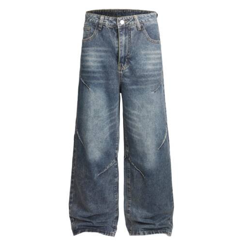 Men's Baggy Hip Hop Jeans Y2K Casual Vintage Wide Leg Skater Denim Pants Loose Fit Long Trousers 2000s Streetwear, A#nostalgic