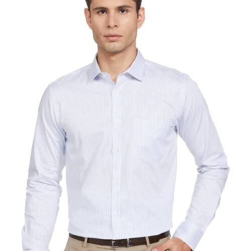 Men's Slim Shirt (PMSX16672-B4_Medium Blue 2XL)