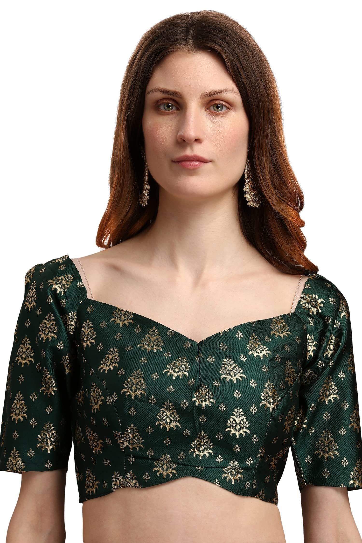 Women's Jacquard Semi-Stitched Lehenga choli (Trisha-D-Green_Green_Free Size) - Image 4
