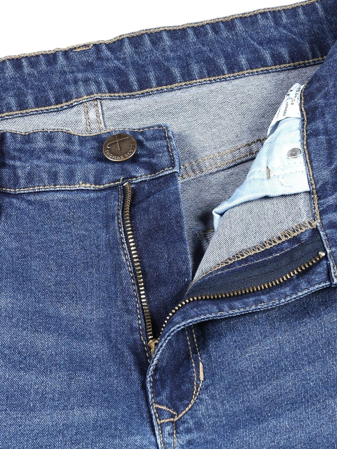 Men's Mid-Rise Clean Look Boot Cut Jeans (TSJ217_Mid Indigo) - Image 5